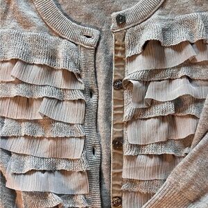 Abercrombie & Fitch Grey Ruffle Front Cardigan